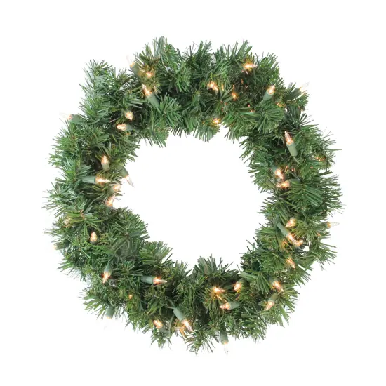 Allstate Pre-Lit Deluxe Windsor Pine Artificial Christmas Wreath - 16" - Clear Lights Green {1}