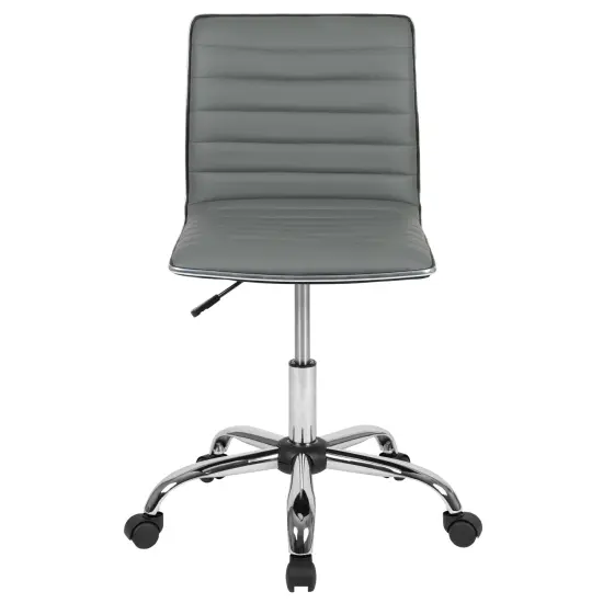 Merrick Lane Amelie Home Office Chair Ergonomic Executive Ribbed Low Back Armless Computer Desk Chair - Base, Frame & Border BrownVinyl/Black {8}