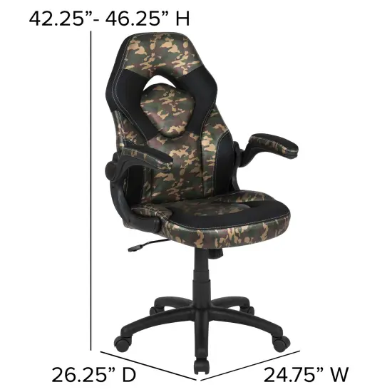 Emma and Oliver Gaming Desk Bundle - Cup/Headphone Holders, Wire Management Camouflage {5}