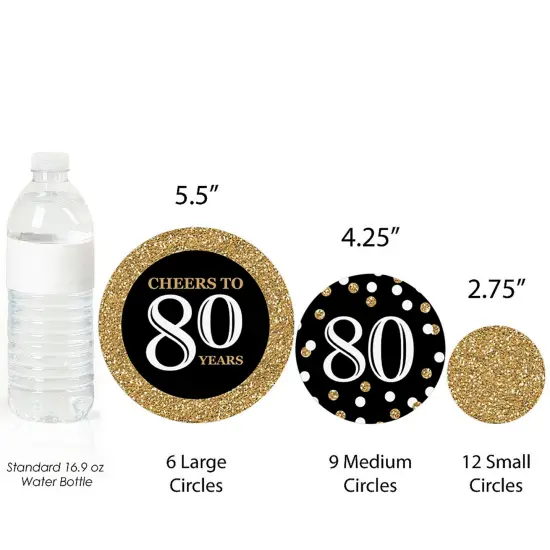 Big Dot of Happiness Adult 80th Birthday - Gold - Birthday Party Giant Circle Confetti - Party Decorations - Large Confetti 27 Count {4}