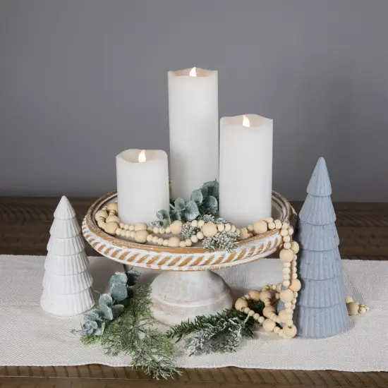 Northlight LED Flickering Flameless Wax Pillar Candles - 8" - White - Set of 3 {3}