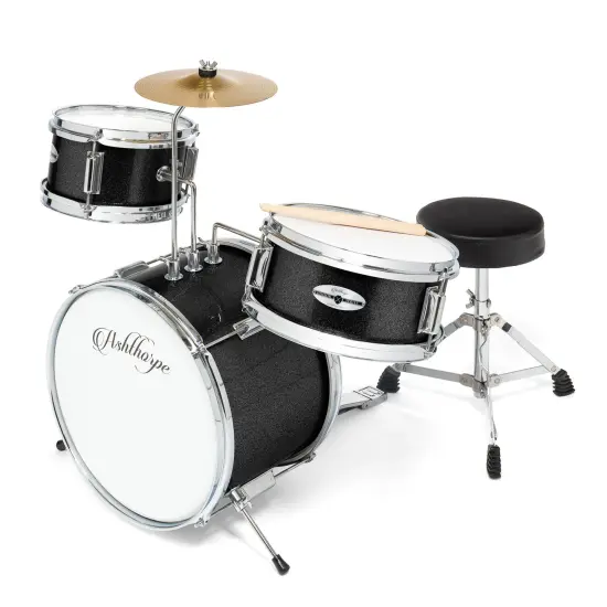 Ashthorpe 3-Piece Complete Kids Drum Set - Beginner Kit with 14" Bass, Adjustable Throne, Cymbal, Pedal & Drumsticks {7}