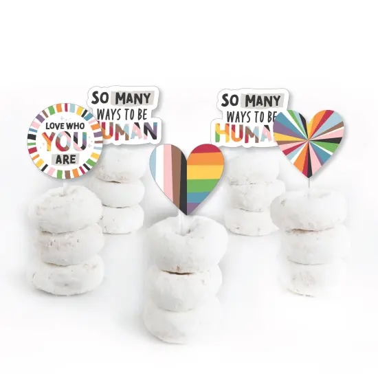 Big Dot of Happiness So Many Ways to Be Human - Dessert Cupcake Toppers - Pride Party Clear Treat Picks - Set of 24 {3}