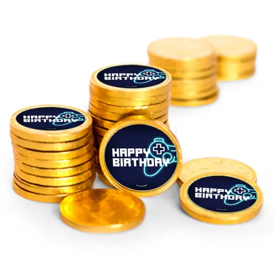 84 Pcs Video Game Kid's Birthday Candy Party Favors Chocolate Coins with Gold Foil {1}