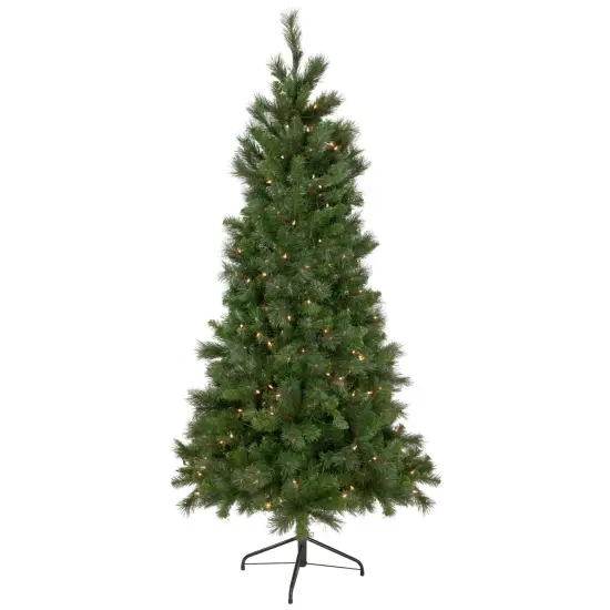 Northlight 6.5' Pre-Lit Medium Beaver Pine Artificial Christmas Wall Tree, Clear Lights Green {1}