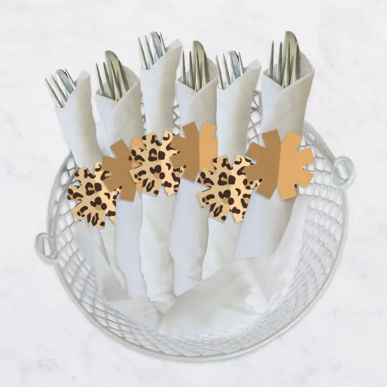 Big Dot of Happiness Leopard Print - Cheetah Party Paper Napkin Holder - Napkin Rings - Set of 24 {4}