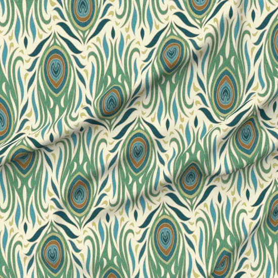 Various Fabrics by the Yard or Fat Quarter Animal Print Feathers Peacocks Birds Green Blue Custom Printed Fabric by Spoonflower {6}