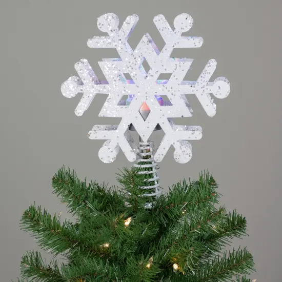 Northlight 12" Lighted White Snowflake Christmas Tree Topper - Multicolor Lights {6}