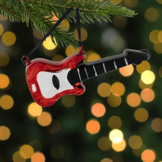 Northlight 5" Red Guitar Glass Christmas Ornament {3}