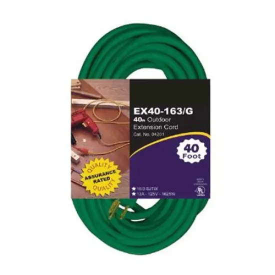 SUNLITE EX40-16/3 Heavy Duty Green 40 foot Extension Cord {1}