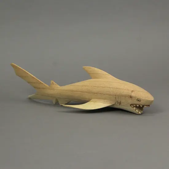 12" Hand Carved Great White Shark Wooden Sculpture &ndash; Nautical Ocean Decor {5}