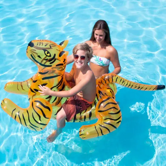 Swimline 73" Inflatable Tiger Ride-On Pool Float Orange {3}