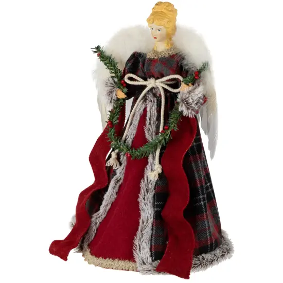 Northlight 16" Red and Plaid Angel Christmas Tree Topper, Unlit {4}