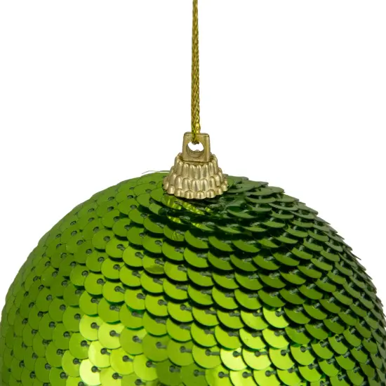 Northlight Kiwi Green Sequin Shatterproof Ball Christmas Ornament 3" {3}