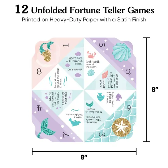 Big Dot of Happiness Let's Be Mermaids - Baby Shower or Birthday Party Cootie Catcher Game - Jokes and Dares Fortune Tellers - Set of 12 {5}