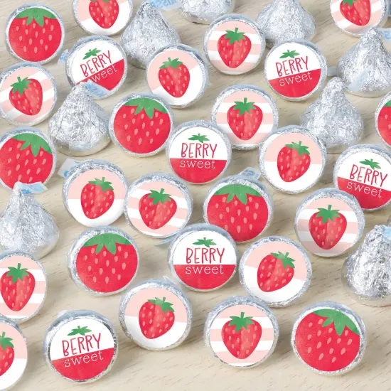 Big Dot of Happiness Berry Sweet Strawberry - Fruit Themed Birthday Party or Baby Shower Small Round Candy Stickers - Party Favor Labels - 324 Count {1}