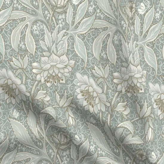 Various Fabrics by the Yard or Fat Quarter Pale Green Antique Victorian Sage Hellebore Arts And Crafts Floral Neutral Art Nouveau Large Scale Damask Botanical Custom Printed Fabric by Spoonflower {5}