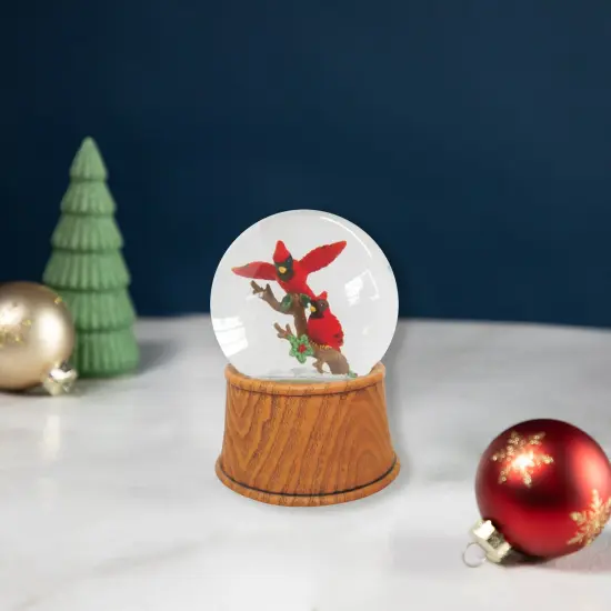 Northlight 5.5" Pair of Cardinals on Branch Christmas Snow Globe Red {3}