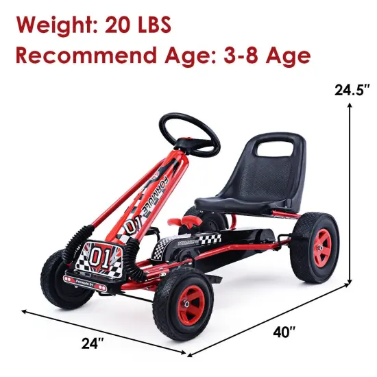 4 Wheels Kids Ride On Pedal Powered Bike Go Kart Racer Car Outdoor Play Toy Red {2}