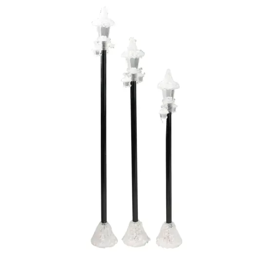 Roman LED Lighted Victorian-Style Christmas Village Lampposts - 16.5" - Set of 3 Black {3}