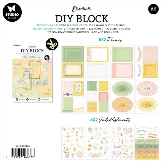 Studio Light Die-cut Block Sheets 24/pkg-Nr. 65, Floral Pastel Frames {3}