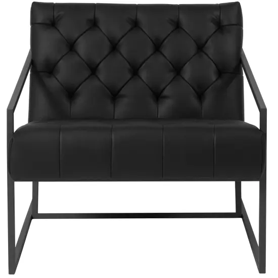 Merrick Lane Vienna Modern Lounge Chair With Tufted Seating And Metal Frame Black {2}