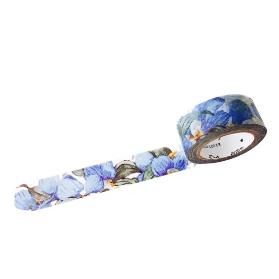 Wrapables Flowers and Greens Washi Masking Tape, 15mm x 7m Forget Me Nots {1}