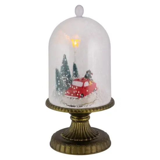 Northlight LED Lighted Snowing Musical Retro Truck Under Cloche Christmas Decoration - 13.5" Bronze {5}