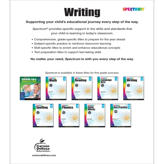 Spectrum Writing 1st Grade Workbooks, Learn to Write a Story, to Inform, an Opinion, Handwriting Practice for Kids 5-7, Classroom or Homeschool Curriculum {2}