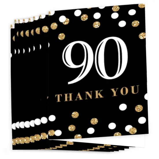 Big Dot of Happiness Adult 90th Birthday - Gold - Birthday Party Thank You Cards (8 count) {3}
