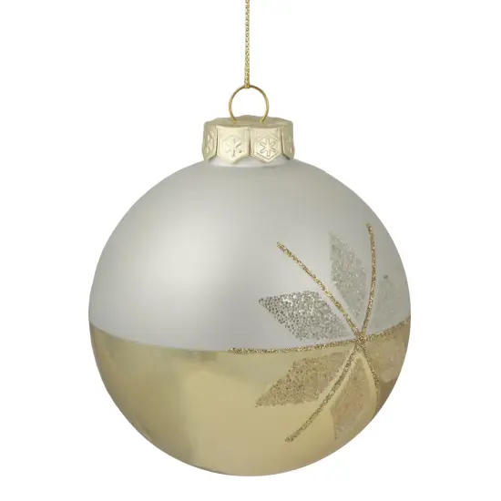 Northlight Glittered Snowflake Glass Christmas Ball Ornament - 4" - Gold {5}