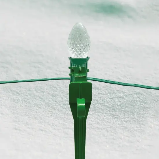 Simple Living Set of 100 Green 2-in-1 Christmas Decorations Tie Down and Light Stakes- 7.5" {3}