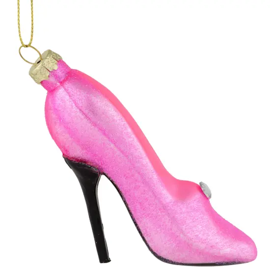 Northlight 4" Pink High Heel Glittered Glass Christmas Ornament {5}