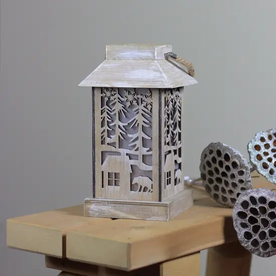 Diva At Home 9.5" Lighted Wooden Bear Silhouette Lantern Christmas Decoration Brown {4}