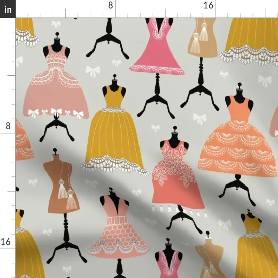 Various Fabrics by the Yard or Fat Quarter Dress Form Fashion Pretty Bows Pink Dresses Ties Sewing Custom Printed Fabric by Spoonflower {2}