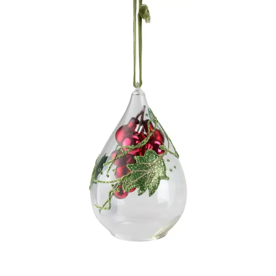 Northlight 6" Red Grape Cluster Teardrop Cloche Christmas Ornament {1}