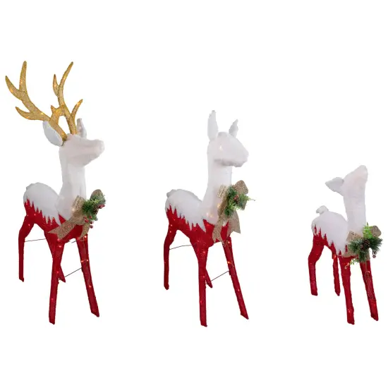 Northlight Lighted Reindeer Family Outdoor Christmas Decoration - 52.5" - Warm White -Set of 3 Red {1}