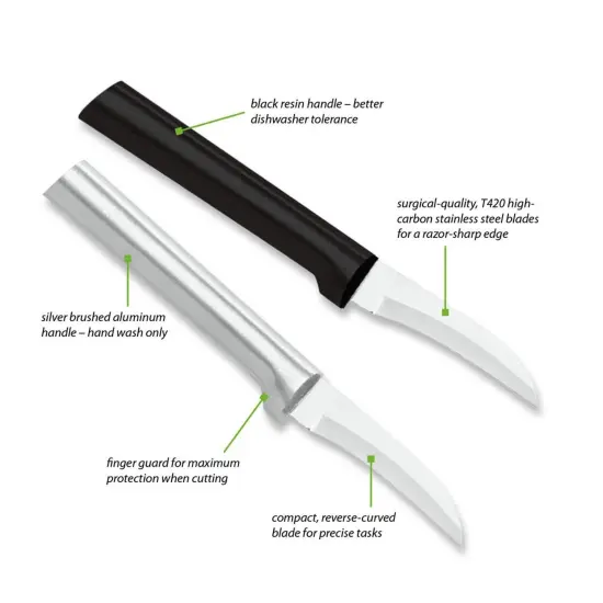 Rada Bird's Beak Paring Knife, 2.38 inch Blade Reverse Curved Granny Parer, Stainless Steel with Solid Aluminum Handle {3}