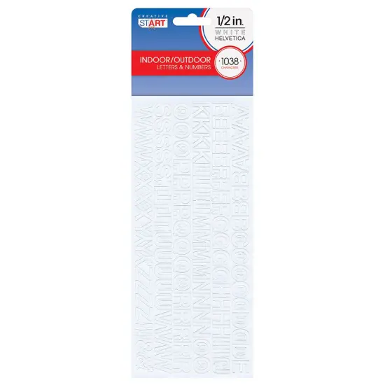 Creative Start Vinyl Self-Adhesive Letters and Numbers, 1/2", Helvetica Font, White, 1038 count {1}
