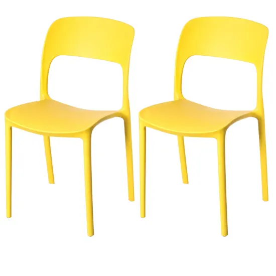 Modern Plastic Outdoor Dining Chair with Open Curved Back Single Yellow {8}