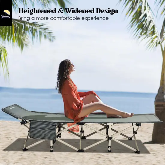 Goplus Wide Foldable Camping Cot Heavy-Duty Steel Indoor & Outdoor Sleeping Cot Blue/Grey//Green/Black {5}