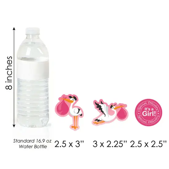 Big Dot of Happiness Girl Special Delivery - DIY Shaped Pink It's A Girl Stork Baby Shower Cut-Outs - 24 Count {7}