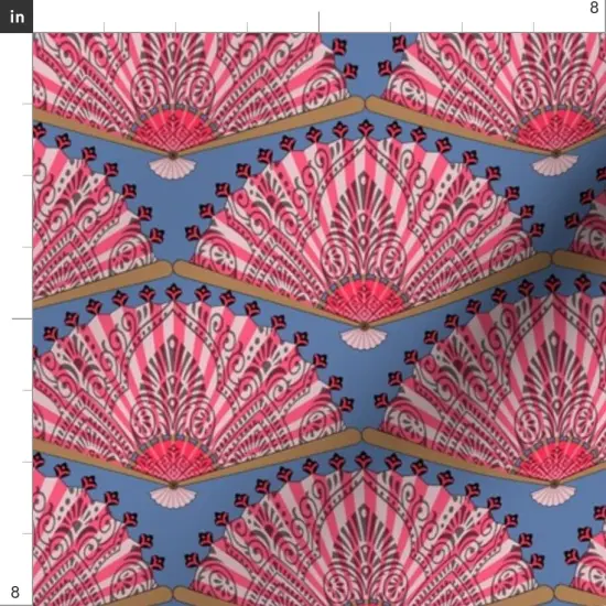 Various Fabrics by the Yard or Fat Quarter Art Deco Whimsical Maximalist Chinoiserie Paper Fan Novelty Print Geometric Custom Printed Fabric by Spoonflower {4}