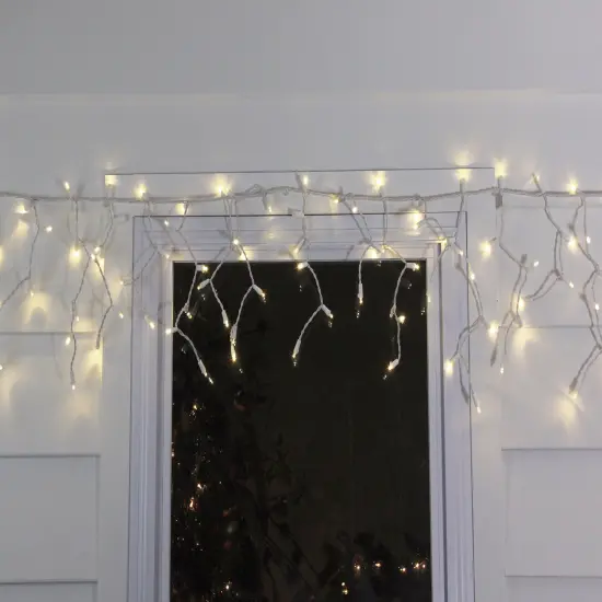 Northlight LED Wide Angle Icicle Christmas Lights - Warm White - 5.5' White Wire - 100ct {3}