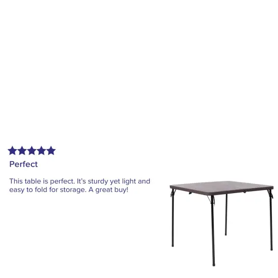 Emma and Oliver 2.83-Foot Square Bi-Fold Plastic Folding Table with Carrying Handle Brown {5}