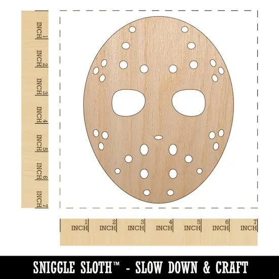 Hockey Mask Goalie Scary Halloween Unfinished Wood Shape Piece Cutout for DIY Craft Projects {1}