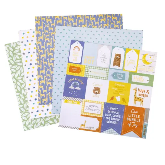 American Crafts Double-Sided Paper Pad 12"X12" 24/Pkg-Gold Foil, Hello Little Boy {4}