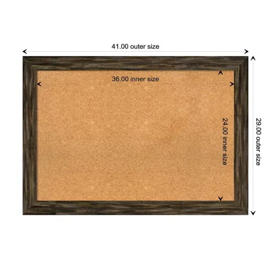 Fencepost Narrow Wood Framed Corkboard, Natural Cork Fencepost Brown {3}