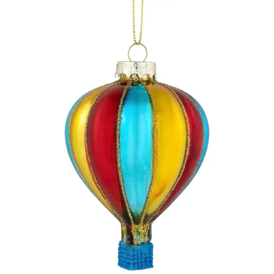 Northlight 3.75" Shiny Multicolor Hot Air Balloon Glass Christmas Hanging Ornament {4}
