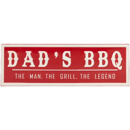 Northlight Dad's BBQ Metal Wall Sign - 23" - Red {1}